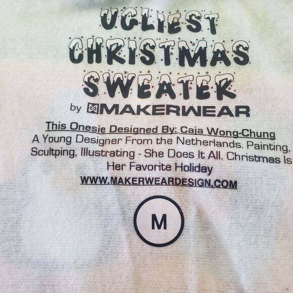 MakerWear Ugliest Christmas Sweater Pajama One Piece Unisex Size M - Picture 6 of 9